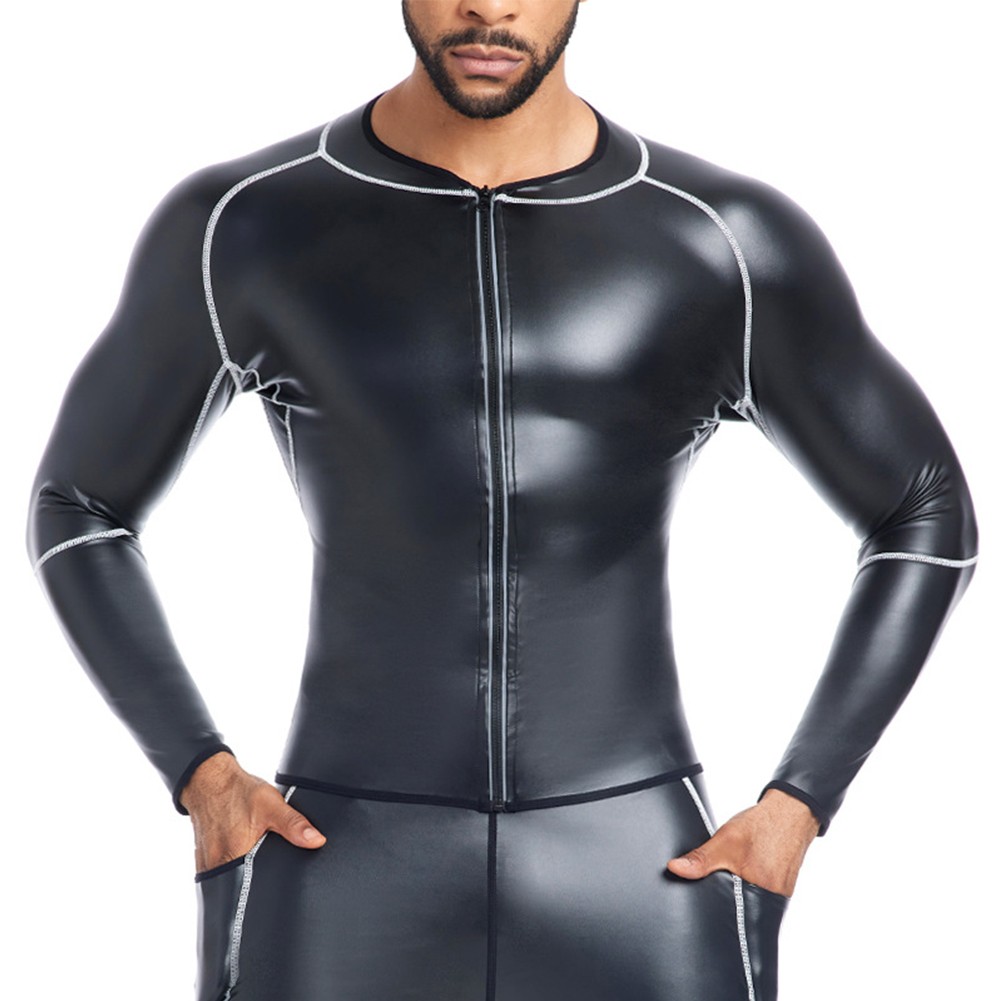 Manteau veste à manches longues noir officiel humide look body shapers vêtements de for