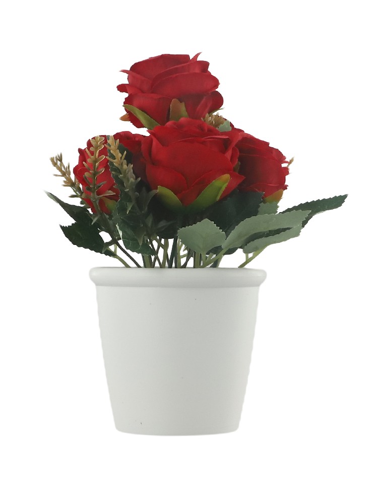 Rosa Fiore Artificiale Piante Feste Squisito Freshing Naturale IN Vaso - Foto 23 di 36