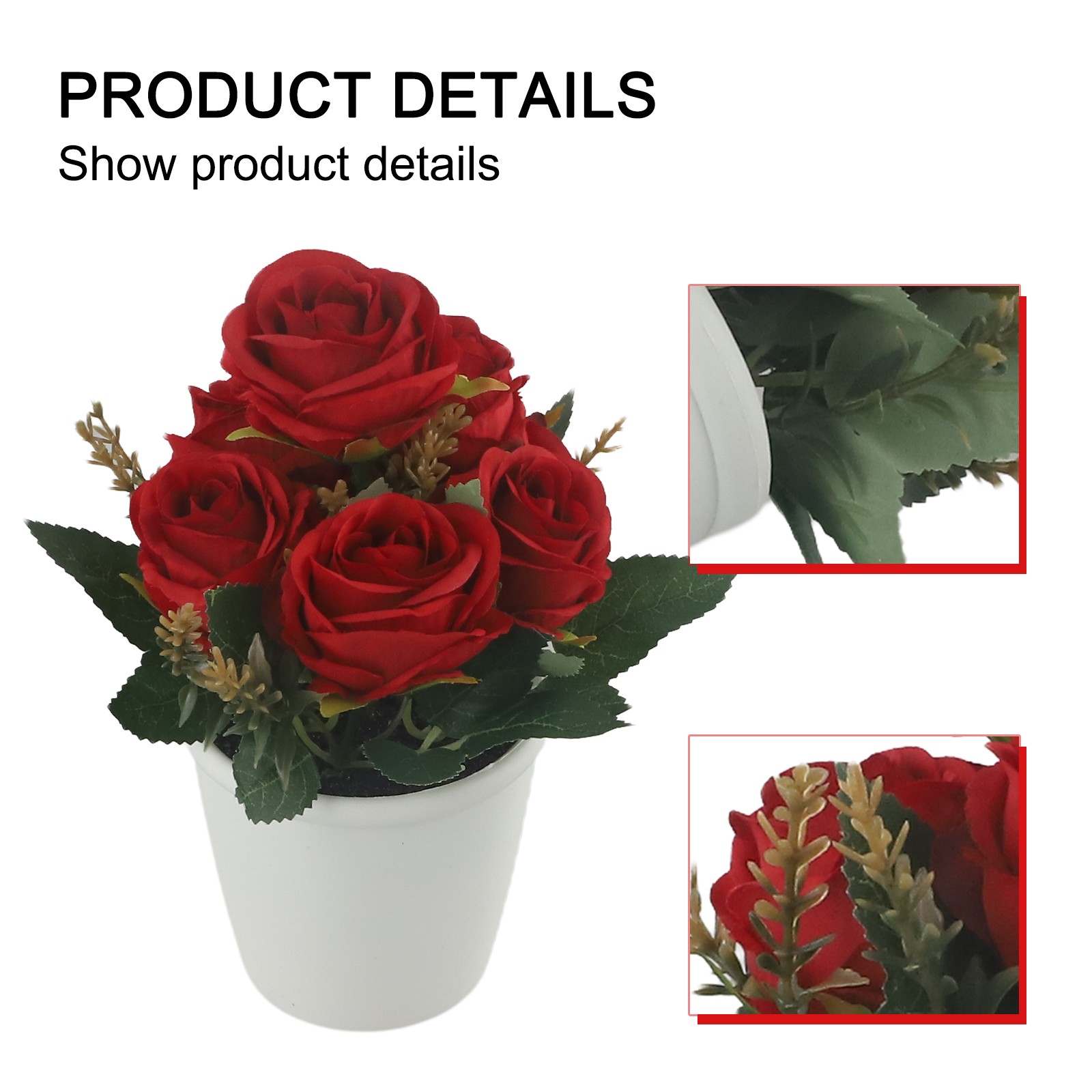 Rosa Fiore Artificiale Piante Feste Squisito Freshing Naturale IN Vaso - Foto 22 di 36