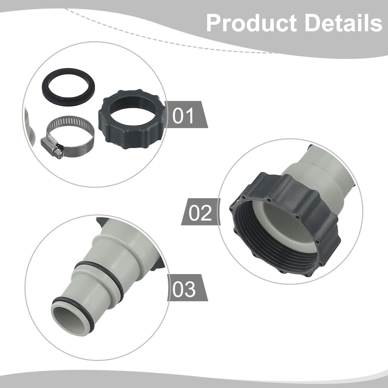 Threaded to Clamp Style Hose Adapter for Intex Pool with 1.5 and 1.25-Inch Hoses - Picture 42 of 48