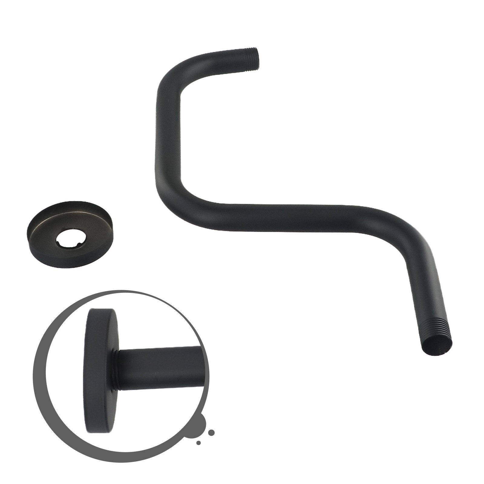 13inch Silver Shower Bracket with Flange Ceiling Mount Shower Head Extension - Picture 38 of 46