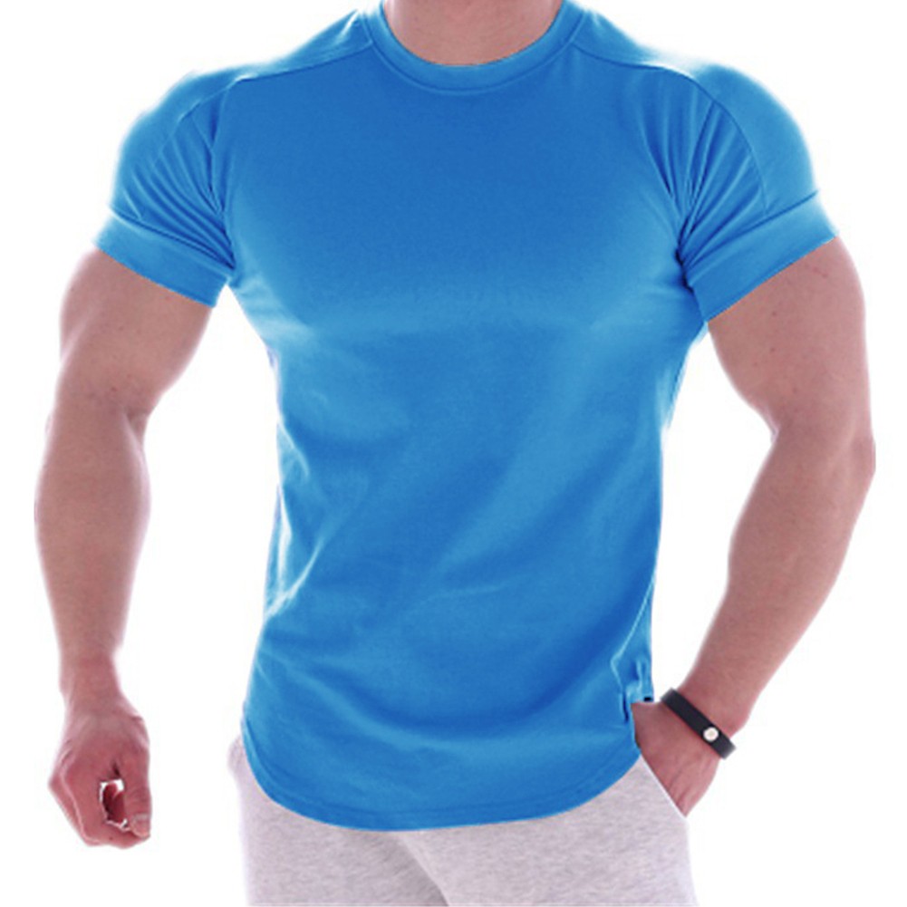 Mode Hemd Männer T-Shirts Mann Bodybuilding Tops Einfarbig Licht Männer - Bild 15 von 15
