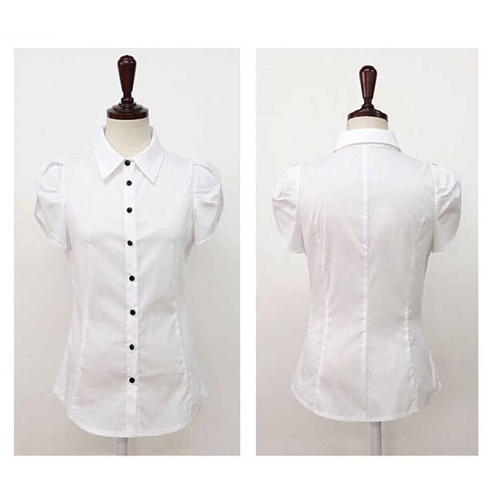 Women's Shirt Autumn Bussiness Daily Female Lapel Non Stretch Short Sleeve - Picture 19 of 22
