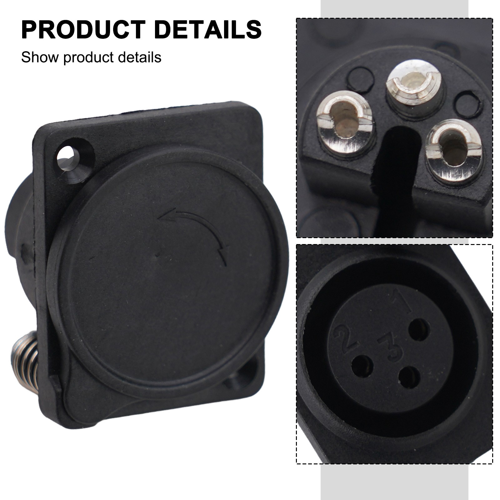 Auto Replacement Parts XLR 3-pin Female Socket Black For Audio Mobility Scooter