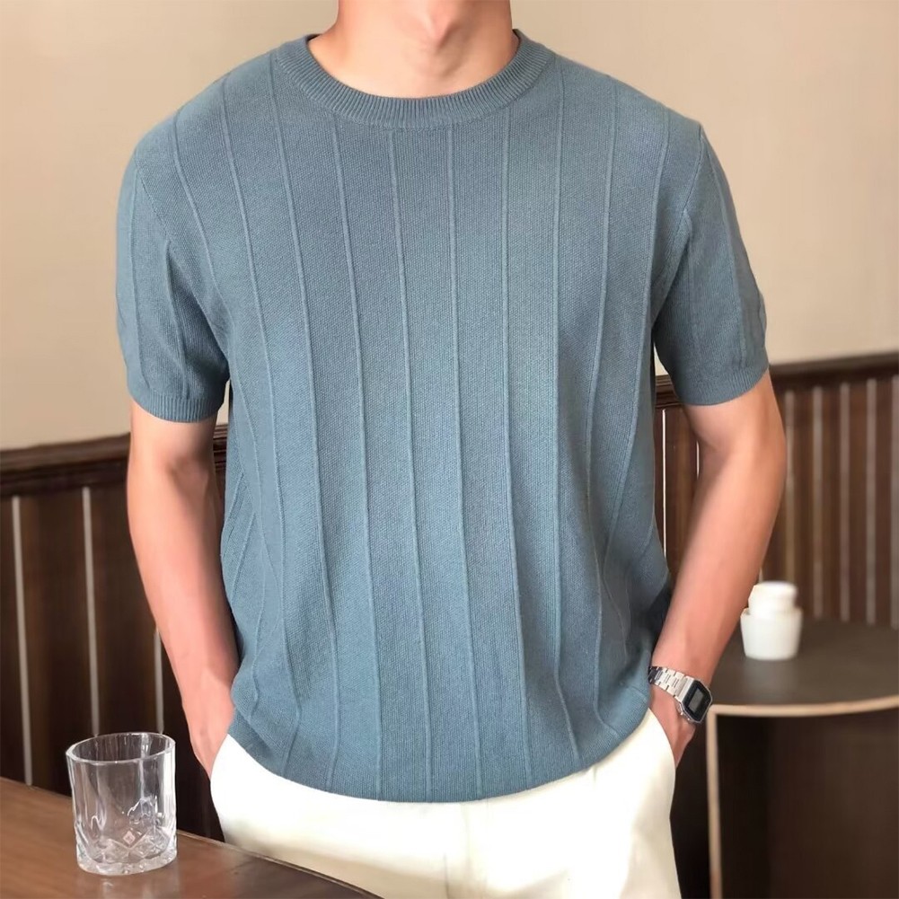 Männer Oben Strassenmode Streifen T -Shirt Tee Tops Zur Seite Fahren Faden - Bild 11 von 16