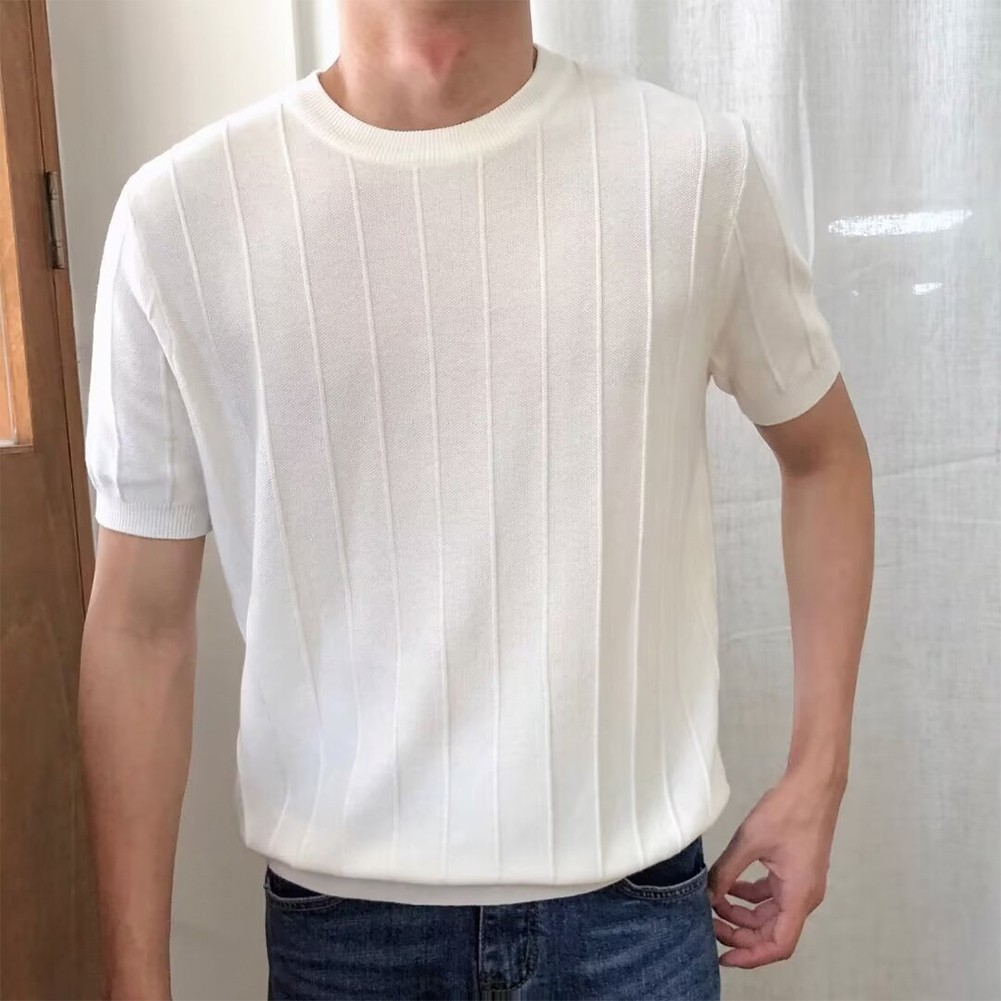 Männer Oben Strassenmode Streifen T -Shirt Tee Tops Zur Seite Fahren Faden - Bild 9 von 16