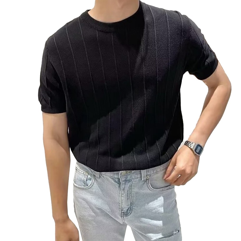 Männer Oben Strassenmode Streifen T -Shirt Tee Tops Zur Seite Fahren Faden - Bild 8 von 16