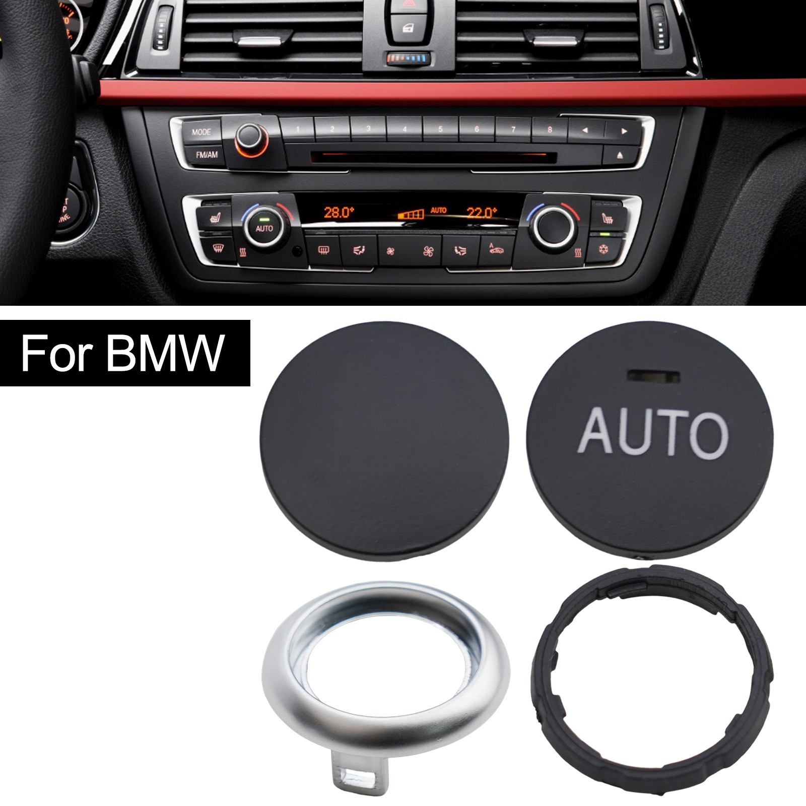 Control Button Knob Interior Black+Silver Plastic Replacement 61319393931 - Picture 9 of 12