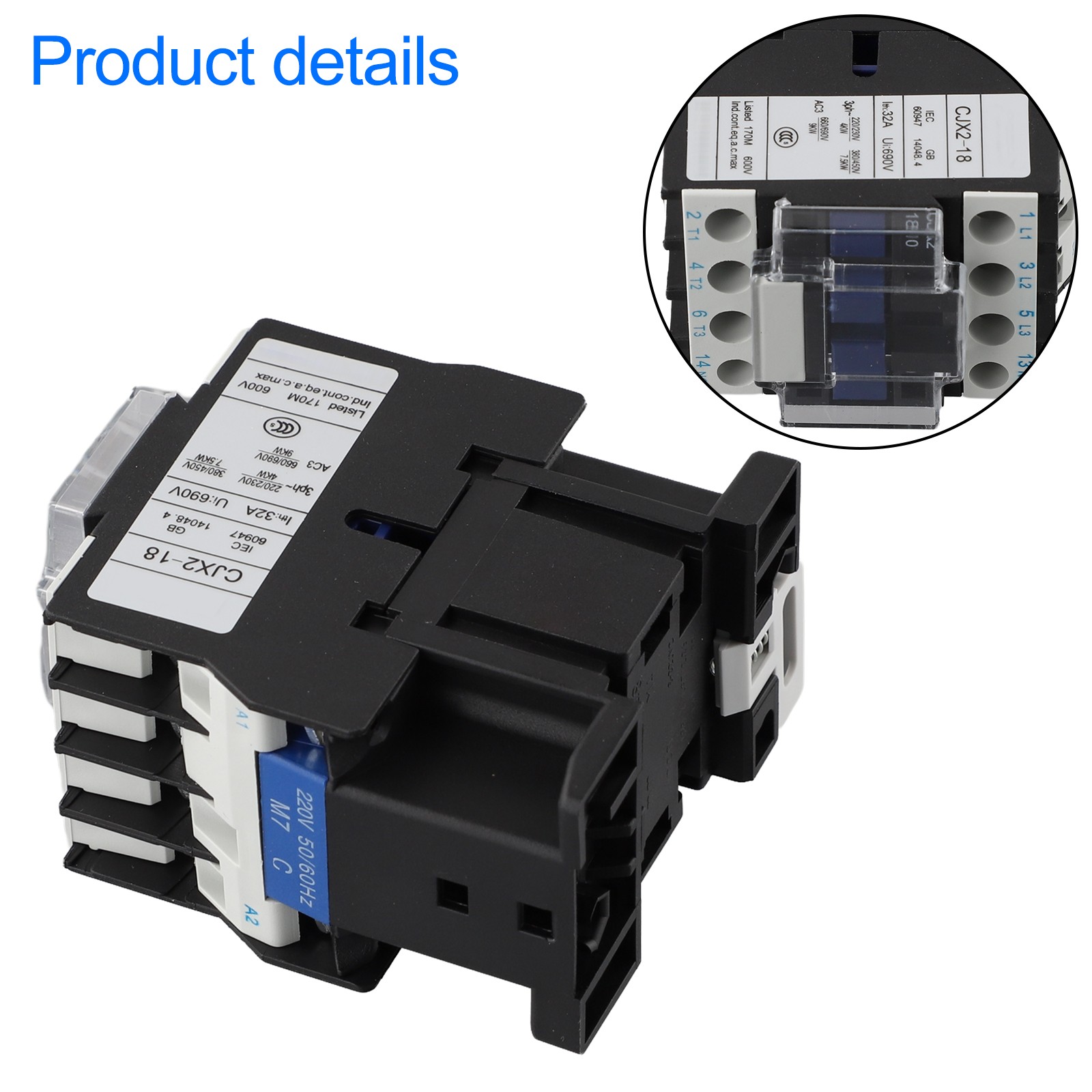 Distribution AC Contactor Plate Front Wiring Power 1 PC 3-Phase 32A Ith