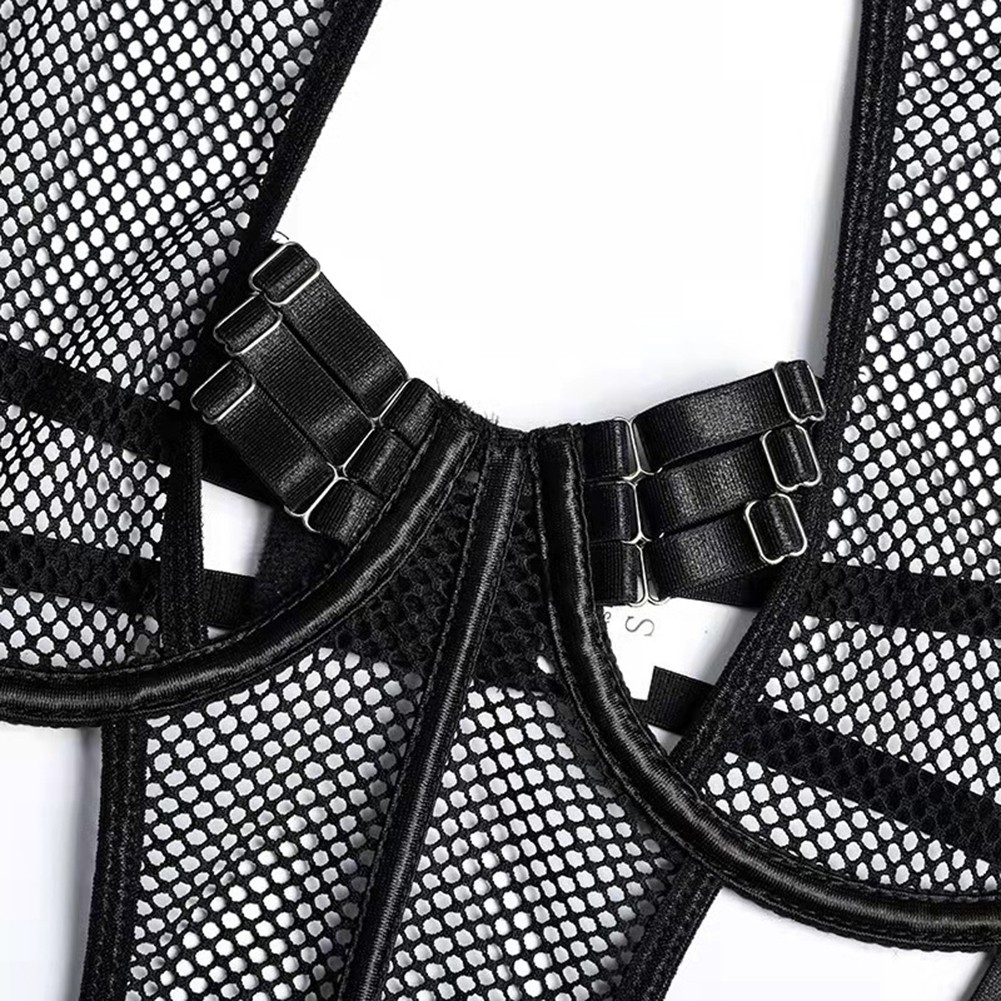 Vêtements séduisants en maille gothique mode bandage transparent sensuel costume ex