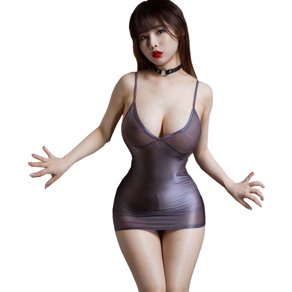 Chemise de nuit boutiques sexy femme blanche brillante couvrant les hanches avec bas comme