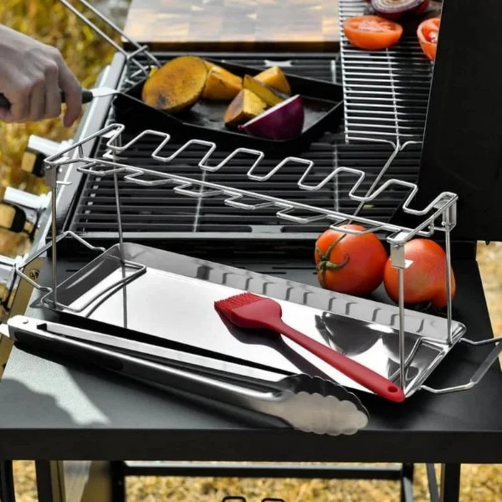 Für Edelstahl Hähnchen Flügel Halter Drumstick Rack für BBQ Grillen - Picture 28 of 28