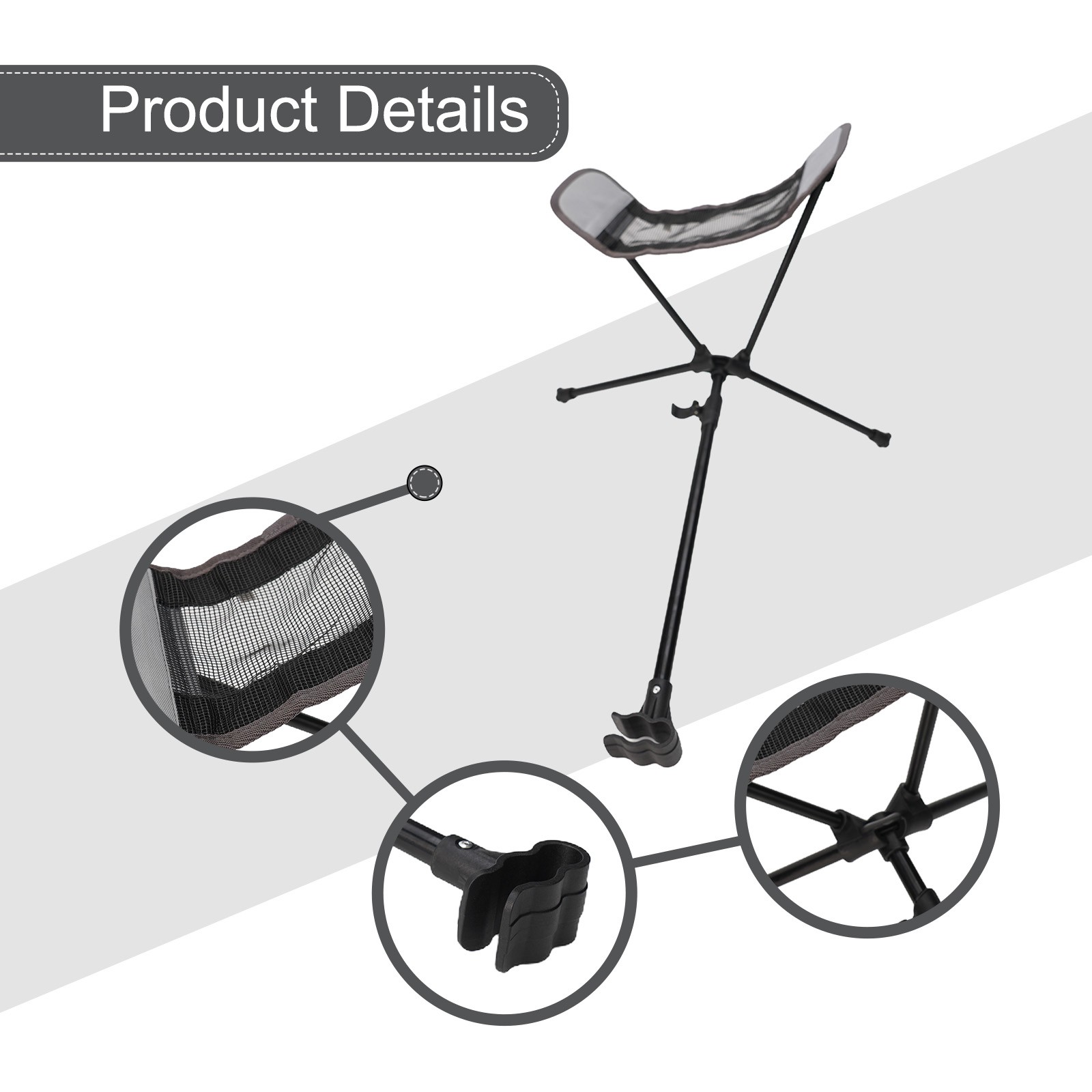 Repose-pieds pliant camping mode en alliage d'aluminium design maille respirante