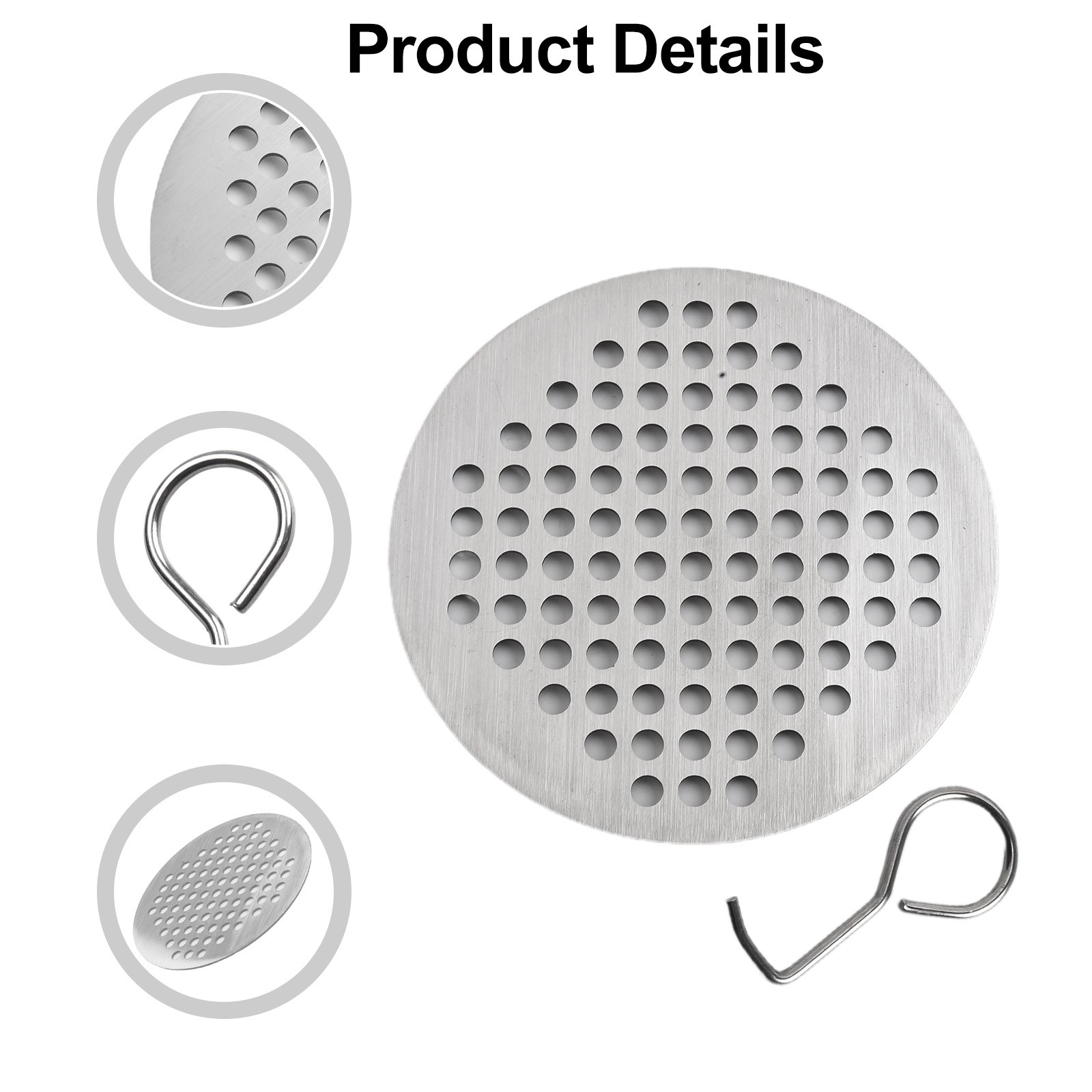 Anti Slip Round Stainless Steel Shower Drain Strainer Cover Hair Filter