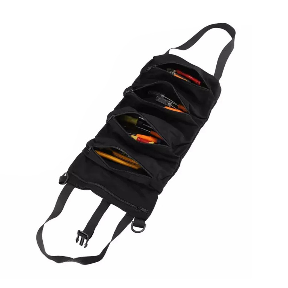 Multi-Purpose Tool Roll Up Bag Wrench Pouch Canvas Hanging Organizer w/ 5 Pocket - Picture 12 of 19