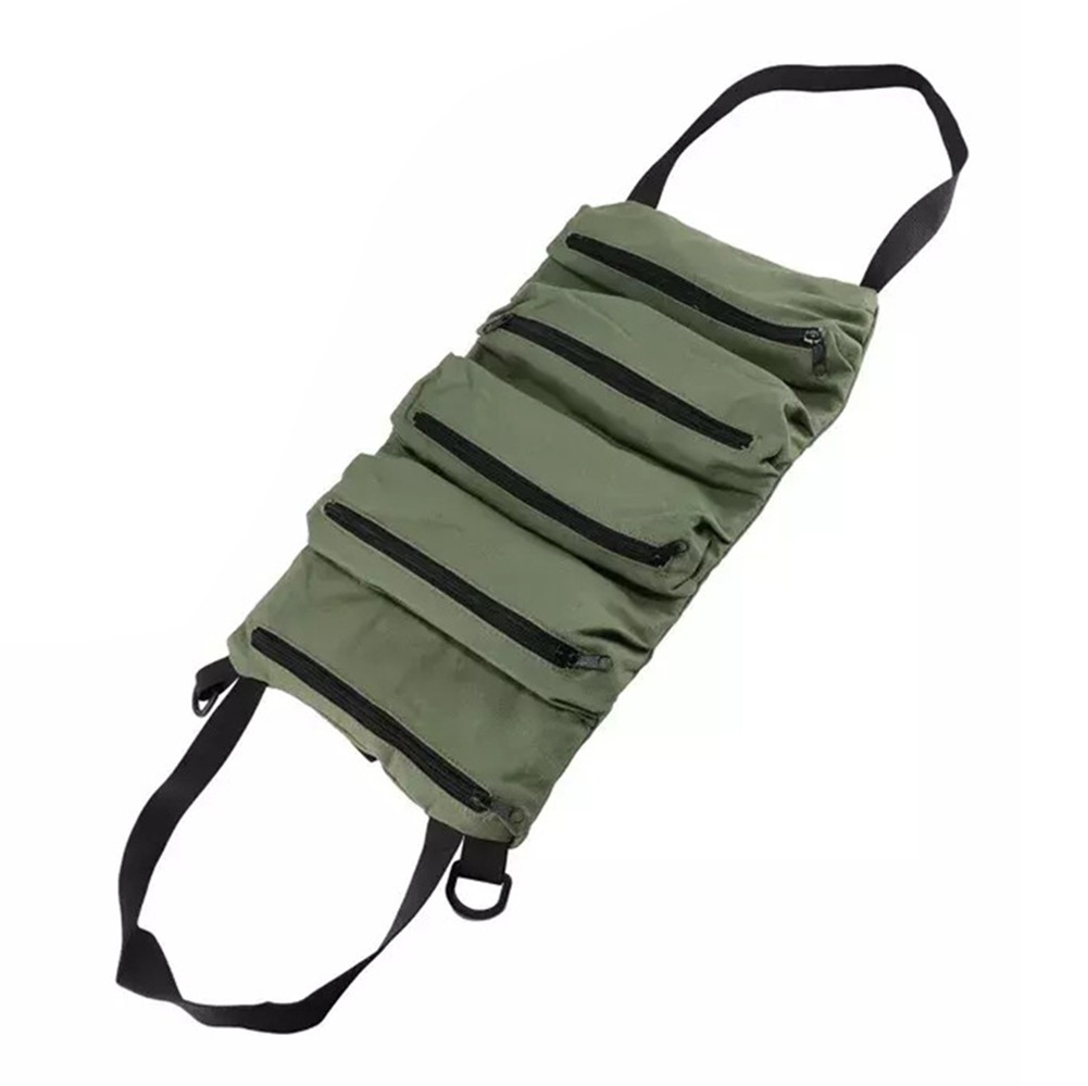 Multi-Purpose Tool Roll Up Bag Wrench Pouch Canvas Hanging Organizer w/ 5 Pocket - Picture 14 of 19