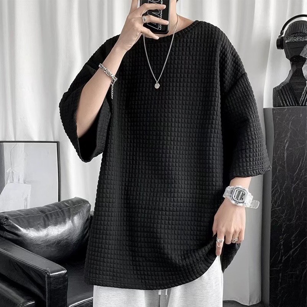 Men Top Casual Five-quarter Sleeves Korean Style Regular Summer T-shirt - Picture 35 of 35