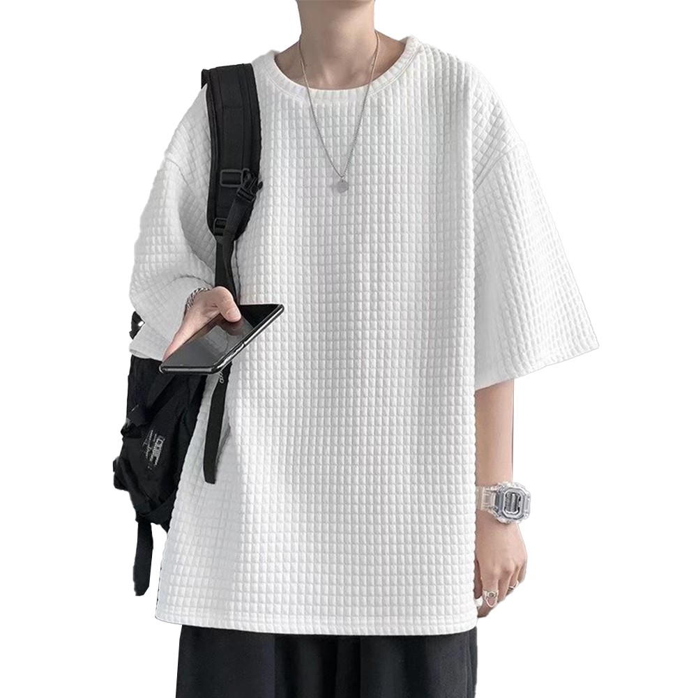 Men Top Casual Five-quarter Sleeves Korean Style Regular