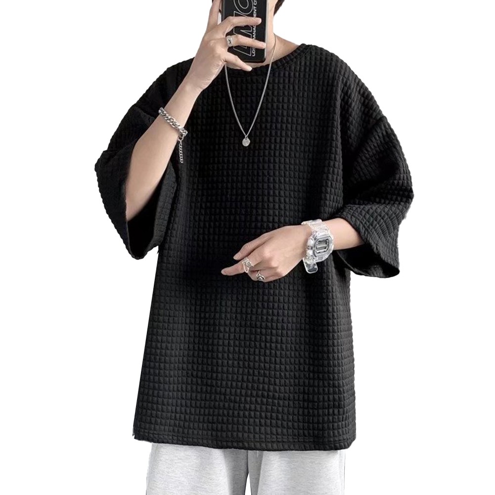 Men Top Casual Five-quarter Sleeves Korean Style Regular Summer T-shirt - Picture 33 of 35