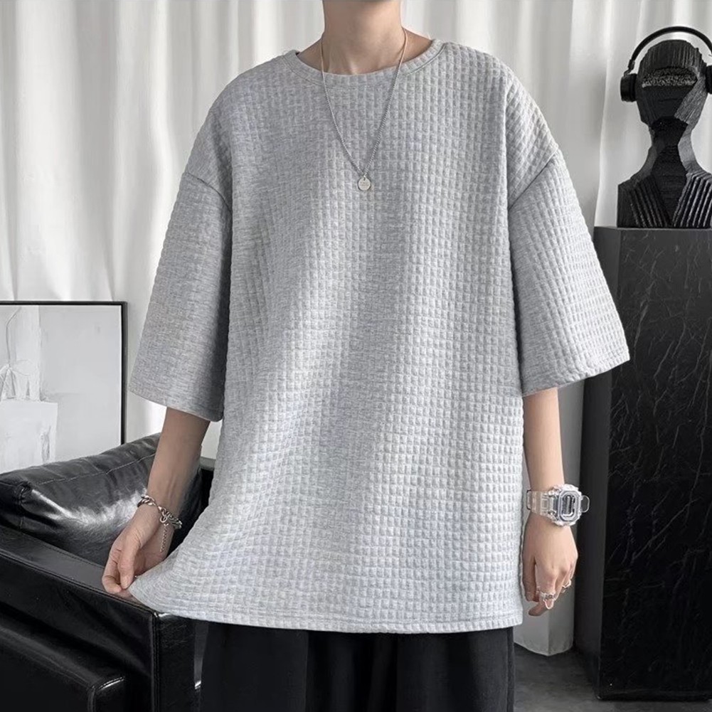 Men Top Casual Five-quarter Sleeves Korean Style Regular Summer T-shirt - Picture 29 of 35