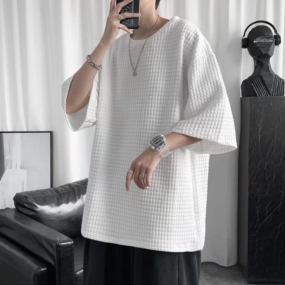 Men Top Casual Five-quarter Sleeves Korean Style Regular Summer T-shirt - Picture 23 of 35