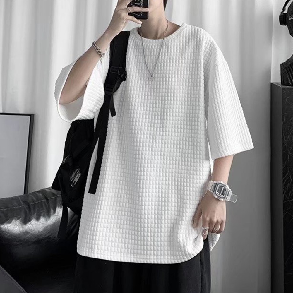 Men Top Casual Five-quarter Sleeves Korean Style Regular Summer T-shirt - Picture 22 of 35