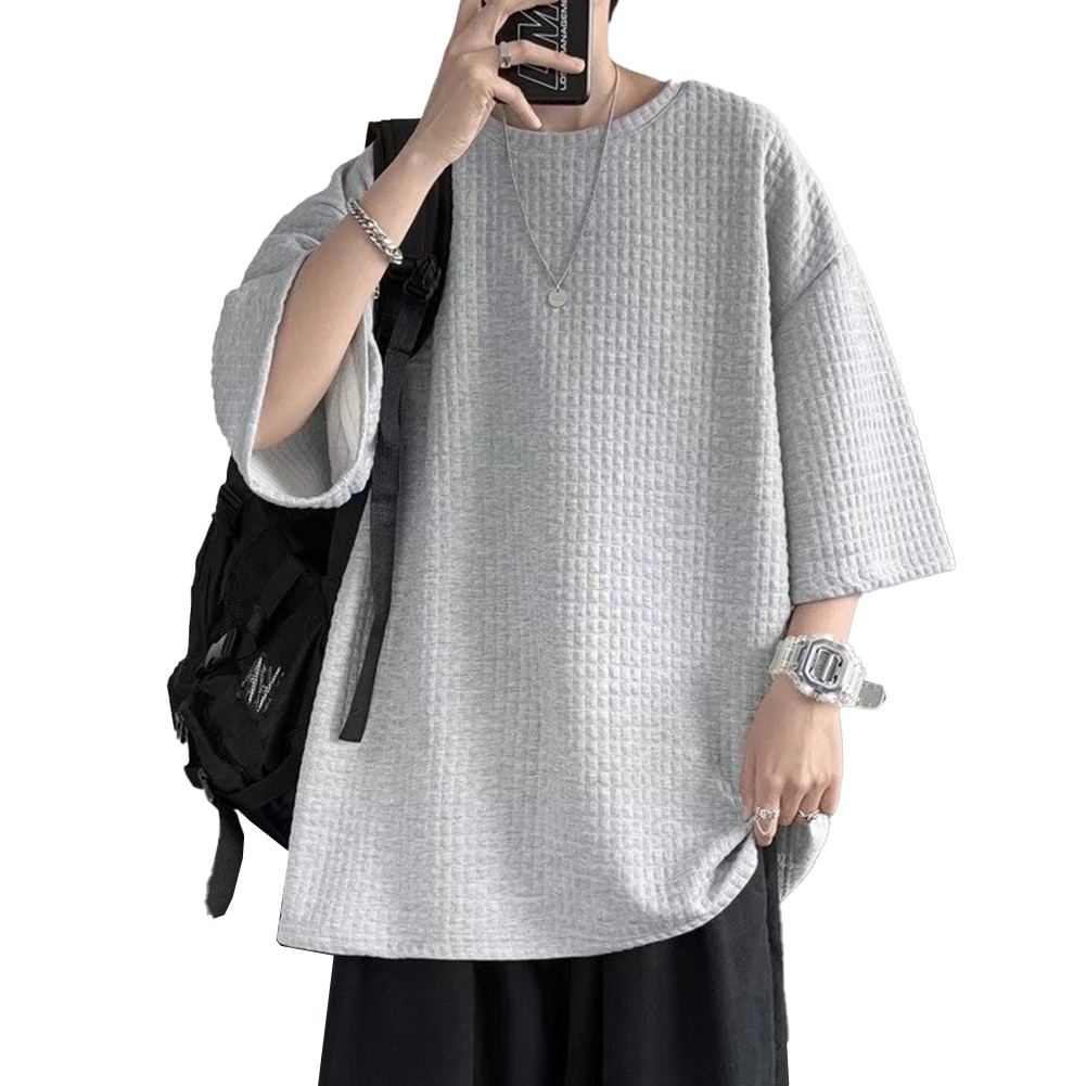 Men Top Casual Five-quarter Sleeves Korean Style Regular Summer T-shirt - Picture 26 of 35