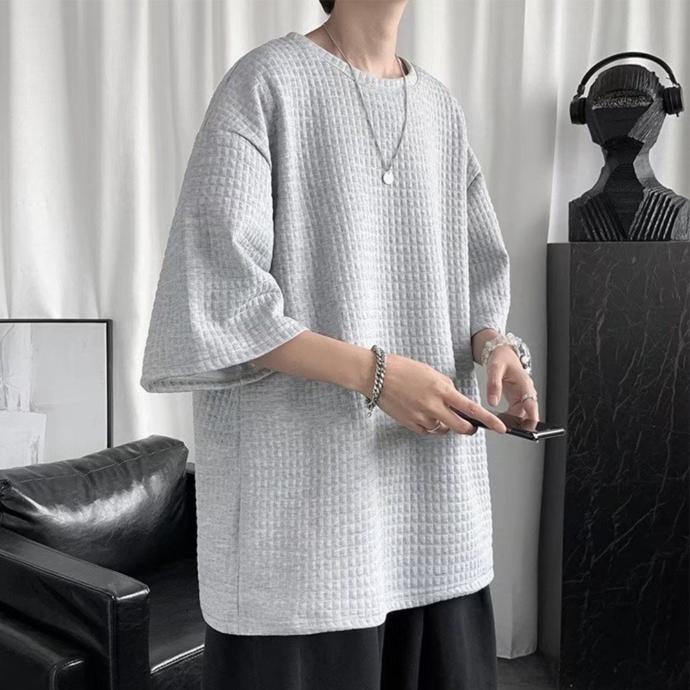 Men Top Casual Five-quarter Sleeves Korean Style Regular Summer T-shirt - Picture 30 of 35
