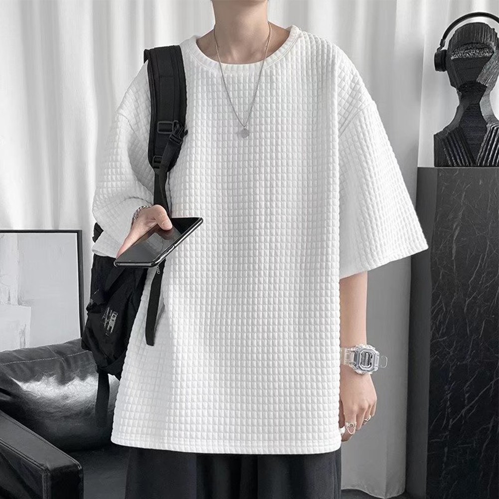 Men Top Casual Five-quarter Sleeves Korean Style Regular Summer T-shirt - Picture 20 of 35