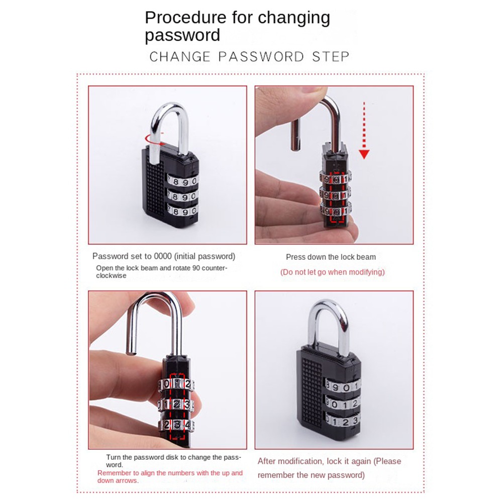 Combination Lock Digit Password Combination Padlock Instructions Design - Picture 55 of 90