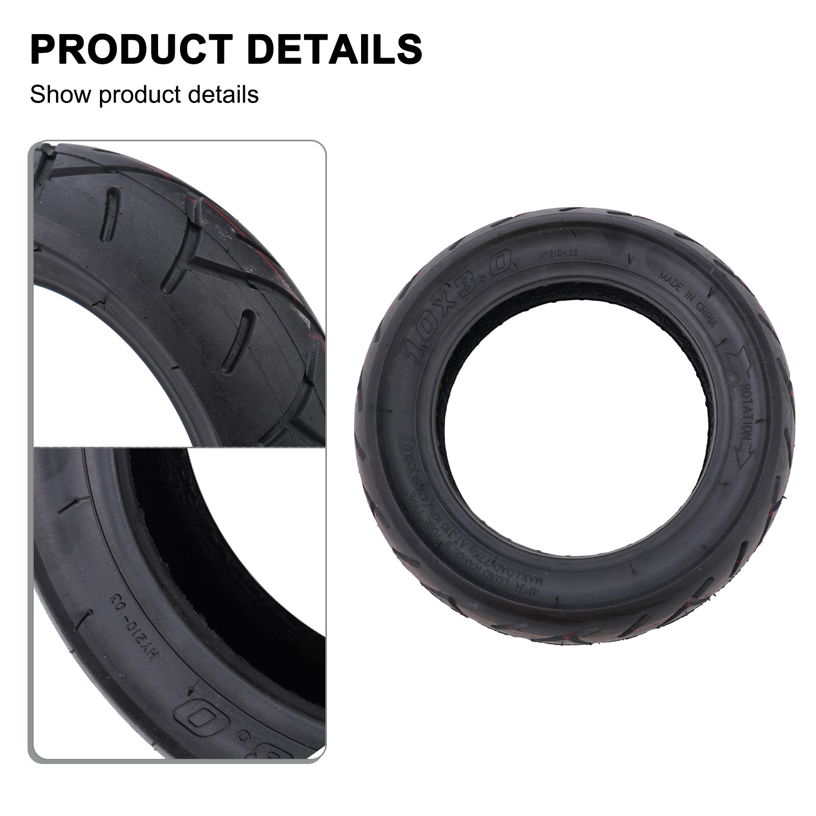 Eléctrico Scooter Interior Tube&tire Inner-Tube (120g) Goma 10-Inch Rueda 3.0 - Imagen 38 de 84