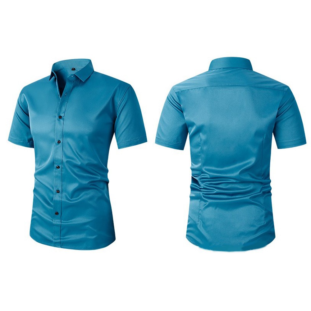 New Practical Holiday Vacation Men's Shirt Shirt Short Sleeve Solid Color - Picture 13 of 26