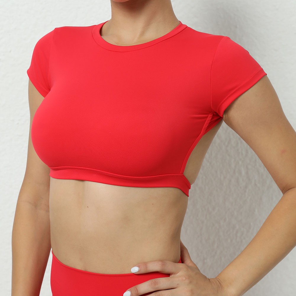 Atmungsaktive rückenfreie Yoga Crop Tops für Frauen Sport Shirts Fitnessstudio - Bild 18 von 30