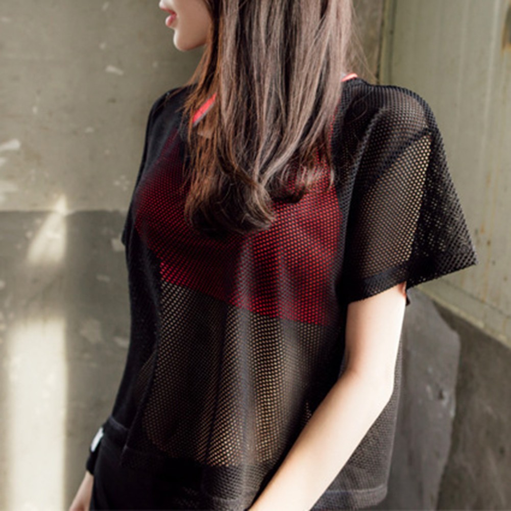 1) Transparent Thread Mesh Blouses Unlined Tops Long Sleeve Sweatshirts S XL - Picture 17 of 23