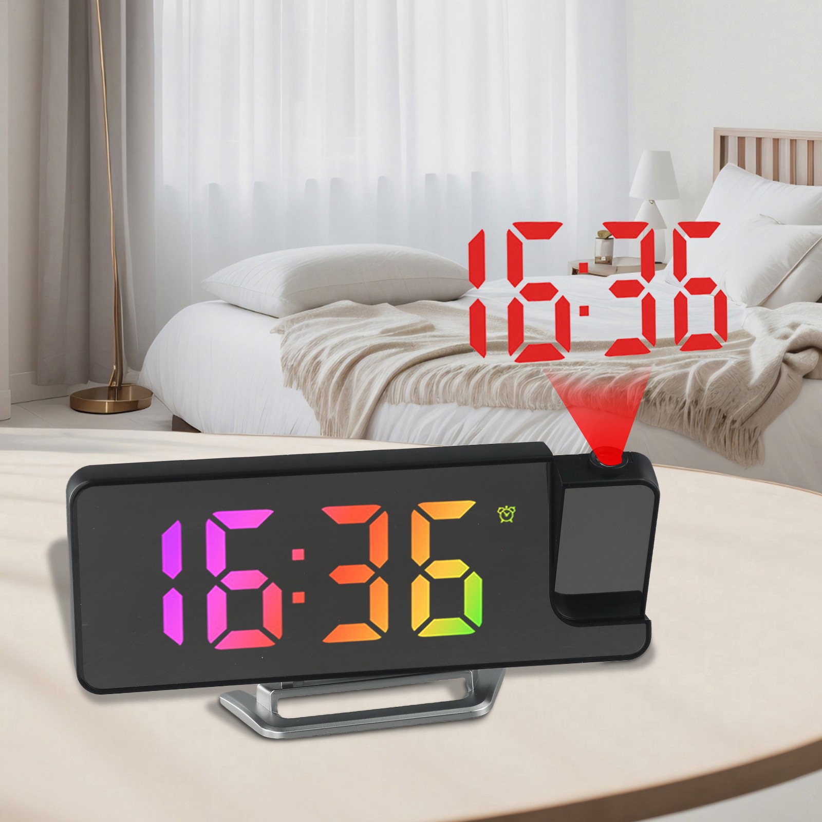 LED Projection Alarm Clock Display Temperature Sensing Electronic Clock