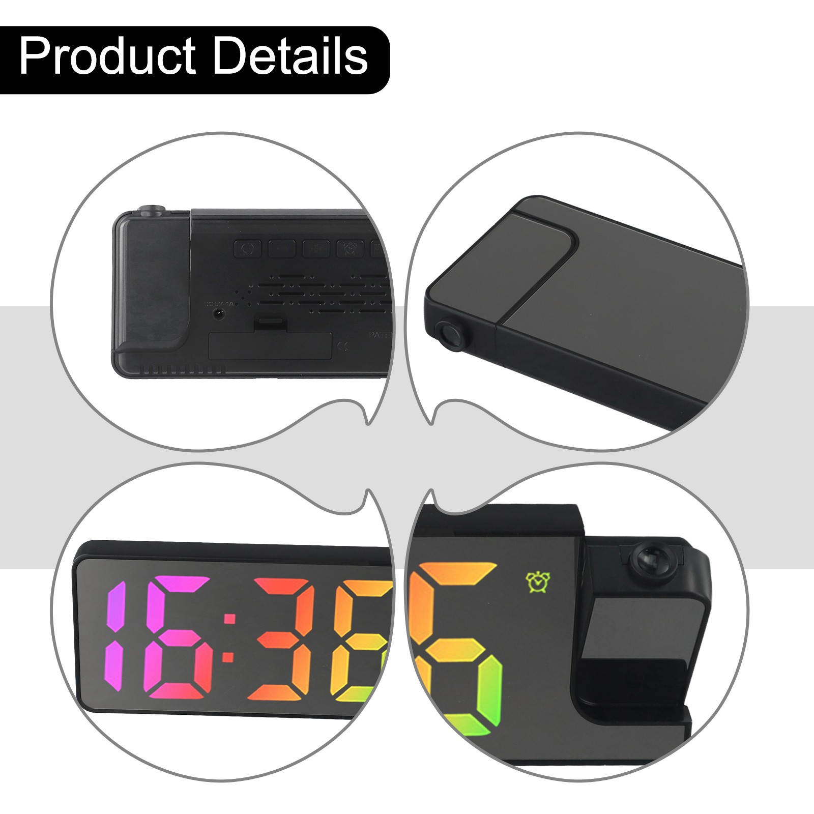 Temperature Sensing Projection Clock High Brightness LED Display Clear Time