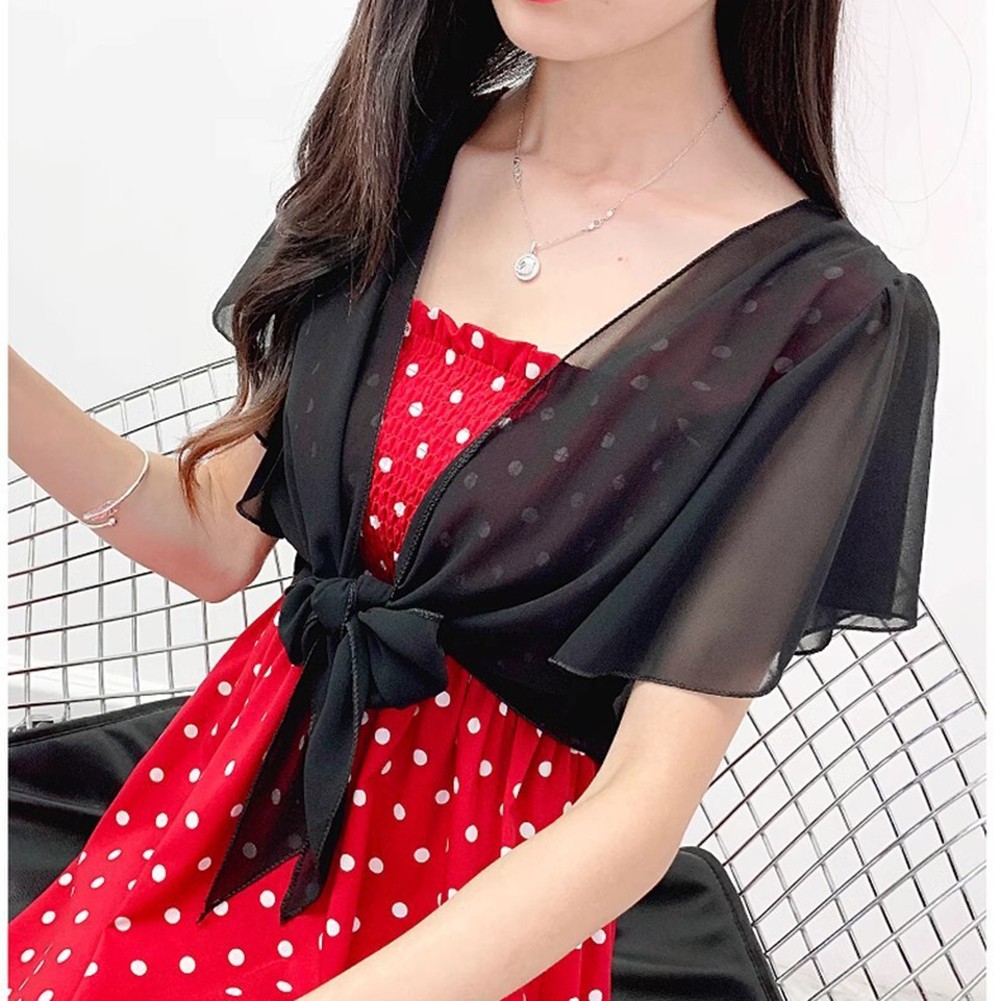 Women's Stylish Lace Up Chiffon Top Suitable for Spring and Summer Days - Picture 23 of 27