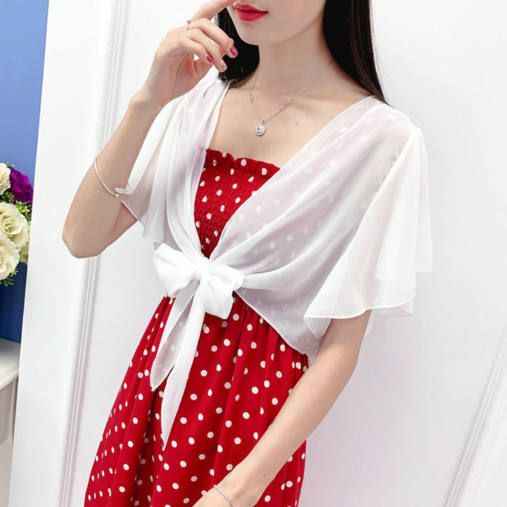 Women's Stylish Lace Up Chiffon Top Suitable for Spring and Summer Days - Picture 13 of 27