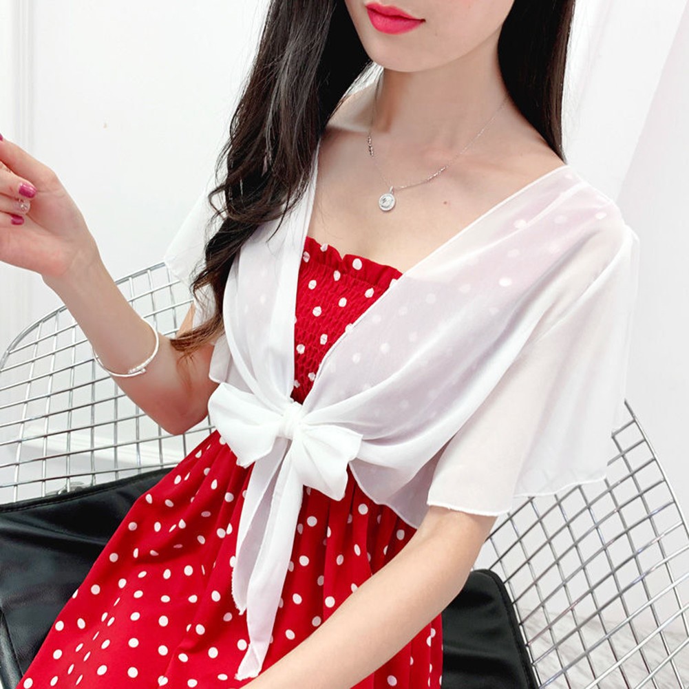 Women's Stylish Lace Up Chiffon Top Suitable for Spring and Summer Days - Picture 15 of 27
