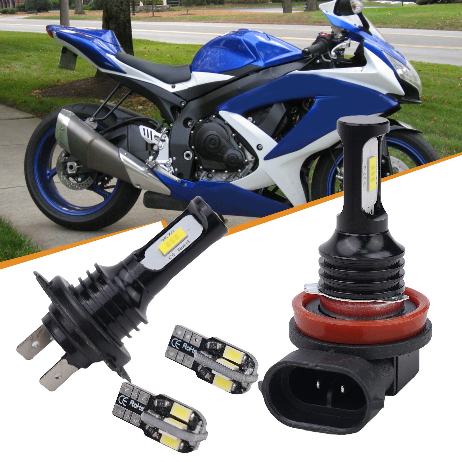 6000K LED Headlight Aluminum Profile For Suzuki for gsxr 600 IP68 Waterproof