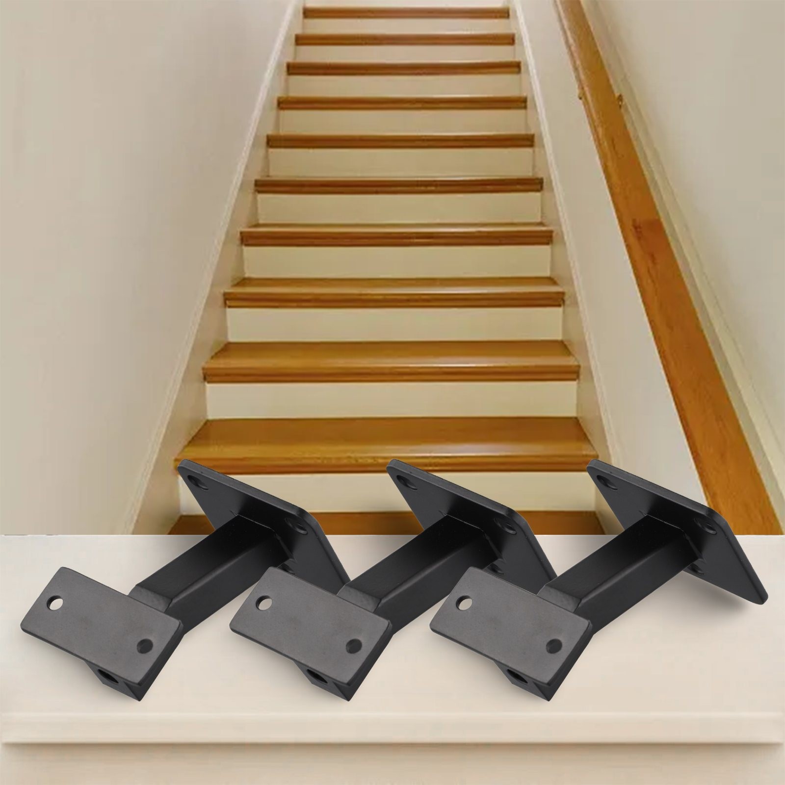 Sturdy For Indoor Stair Railing Bracket Pack of 3 or 4 Adjustable Black - Picture 13 of 26