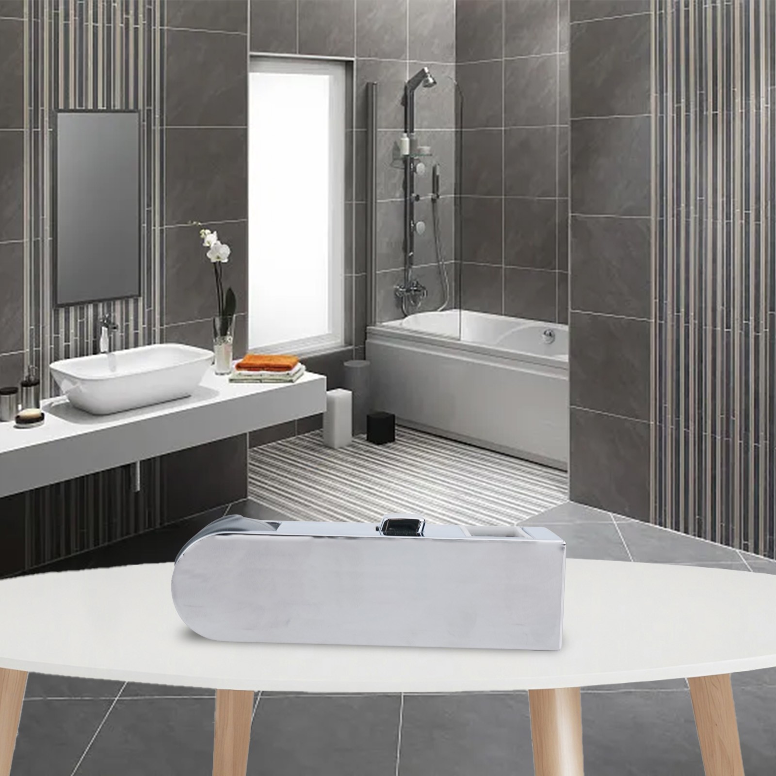 Stylish Chrome Shower Head Holder Adjustable Size and Scratch Resistant - Picture 31 of 48