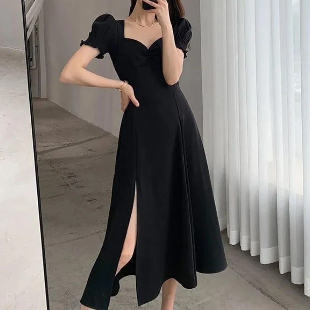 Fashion Stylish Dress Elegant Dress Polyester Short Sleeve Solid Color - Picture 13 of 25