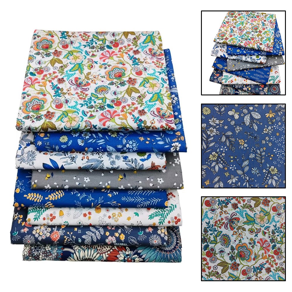Magnifique lot ventes exceptionnelles de 8 tissus floraux en coton pour jupes et vêtements pour enfant