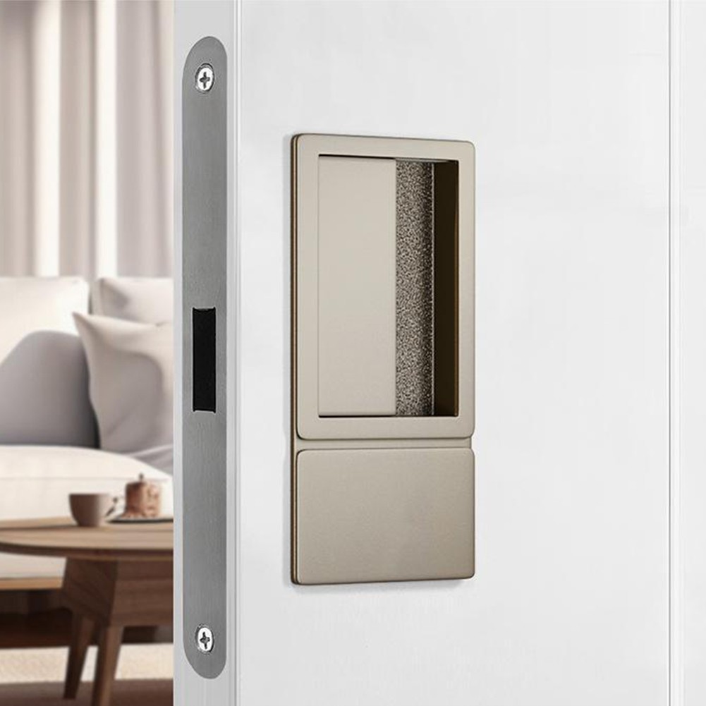 Serrure de porte encastr??e ??l??gante gris argent?? sans poign??e avec fonction - Imagen 14 de 26