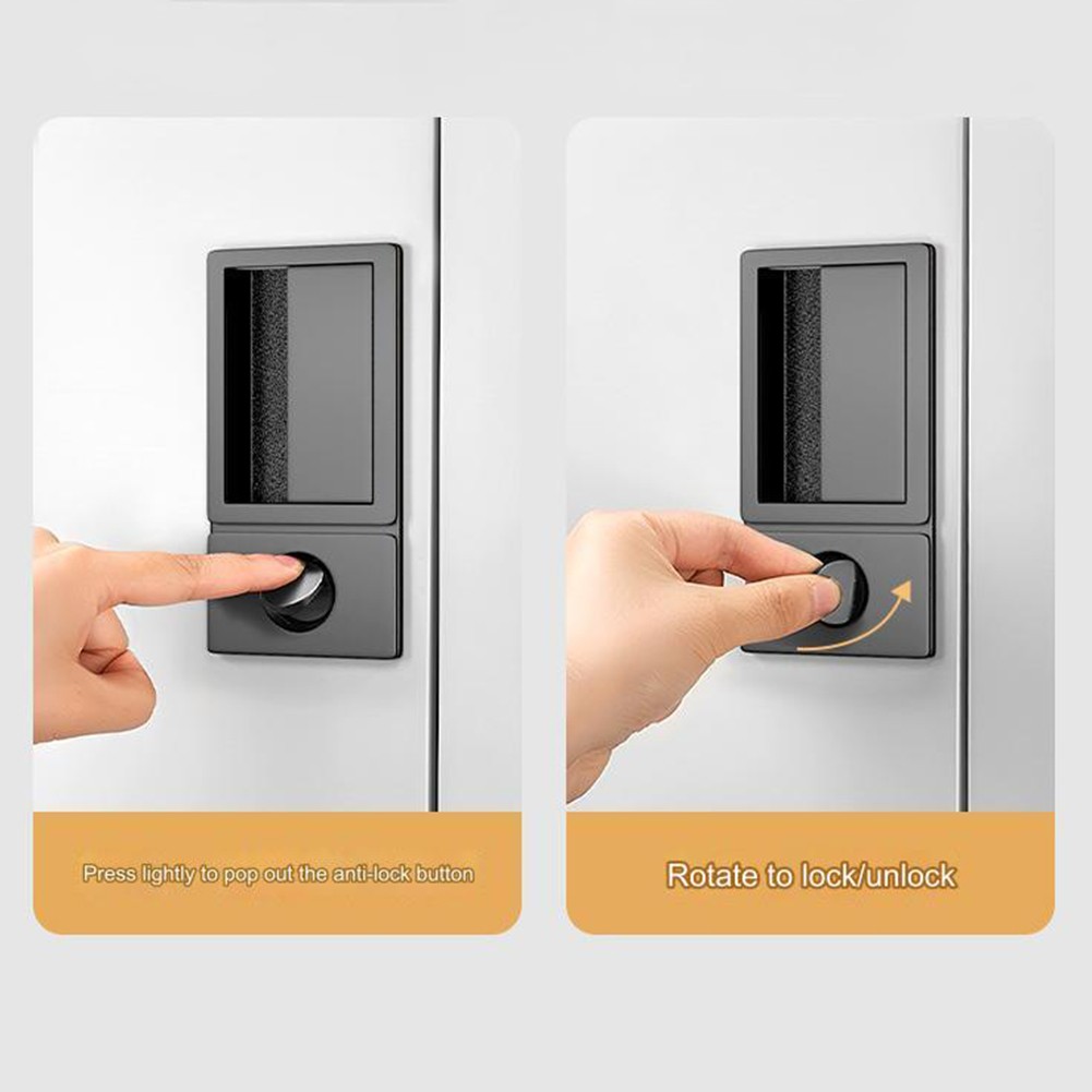 Serrure de porte encastr??e ??l??gante gris argent?? sans poign??e avec fonction - Imagen 22 de 26