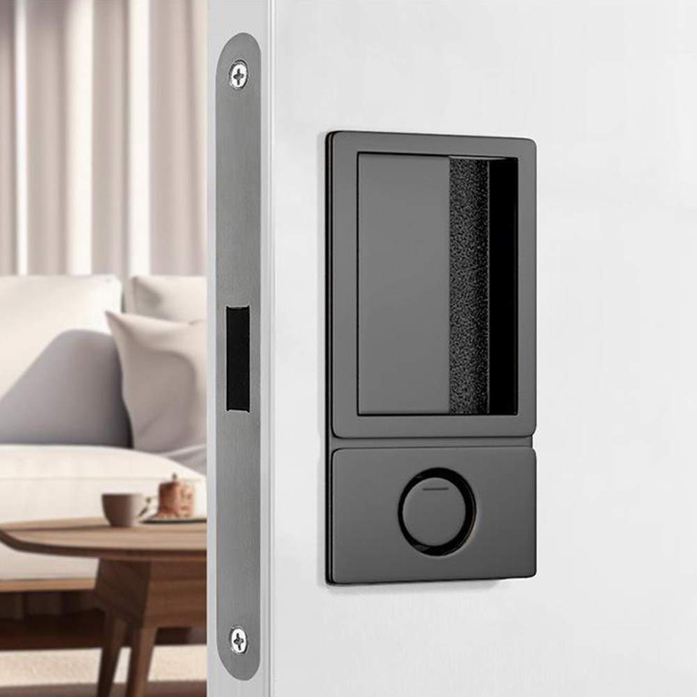 Serrure de porte encastr??e ??l??gante gris argent?? sans poign??e avec fonction - Imagen 18 de 26