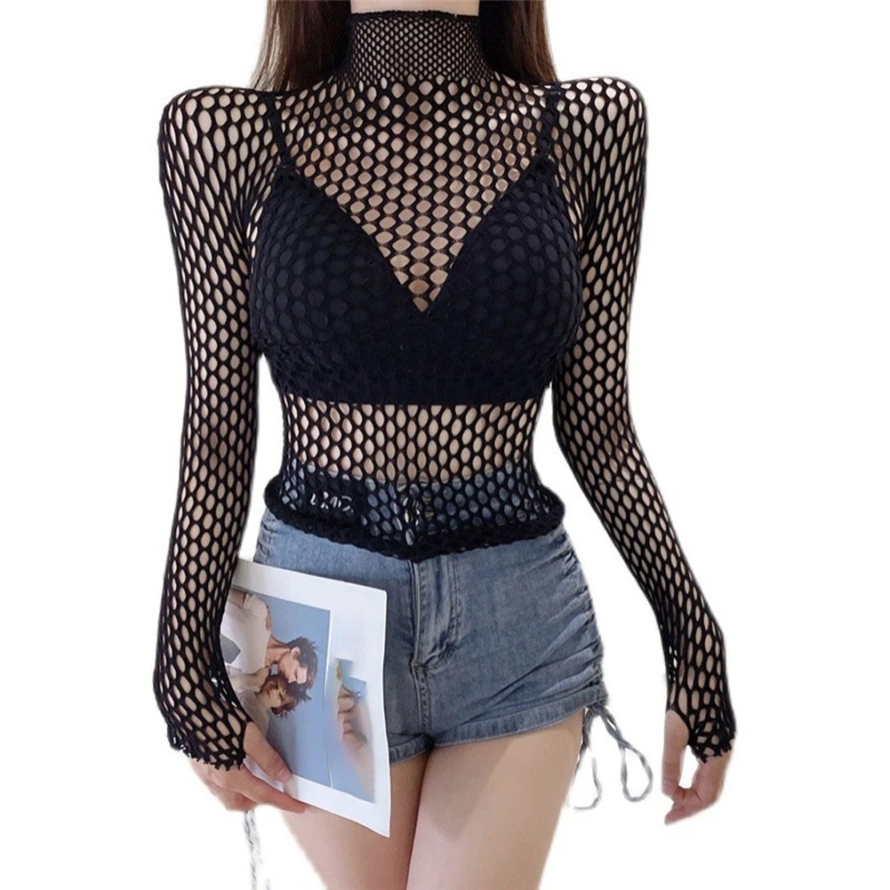 Daily Outings Fishnets Slim Fit Tops Microelasticity Regular Length All Seasons - Picture 13 of 23