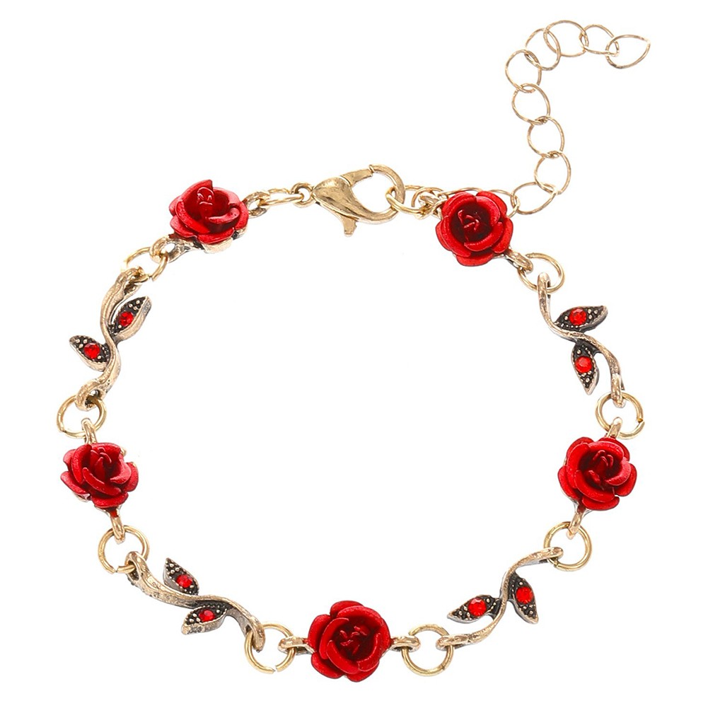 Exquisite Women's Jewelry Set with Retro Roses Bracelet Earrings and Necklace - Picture 5 of 7