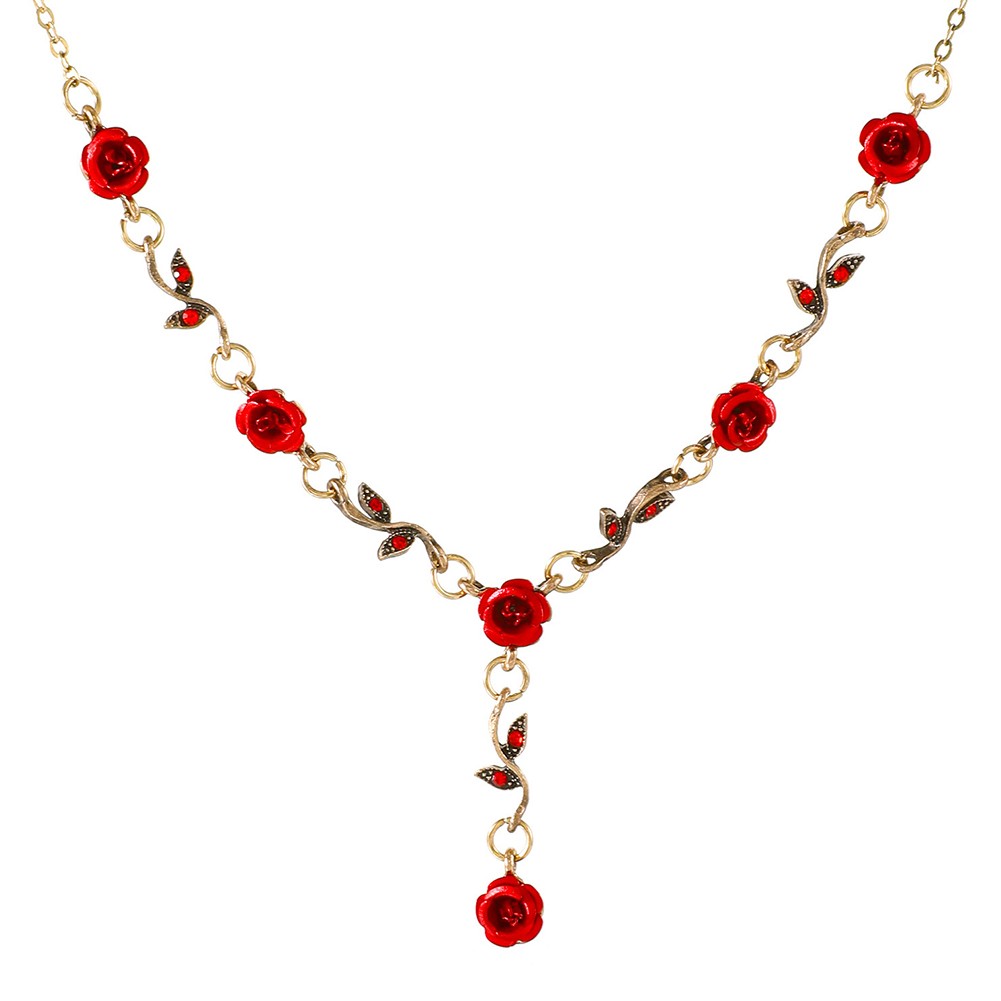 Exquisite Women's Jewelry Set with Retro Roses Bracelet Earrings and Necklace - Picture 6 of 7